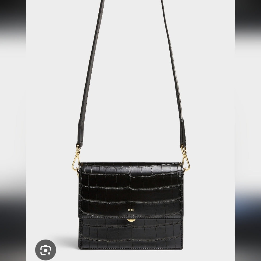 JW PEI Elegant Black Croc-Embossed Small Size Crossbody Bag